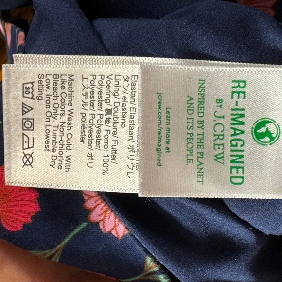 J. Crew Navy Midi Dress with Pink Floral Print - Picture 5 of 7